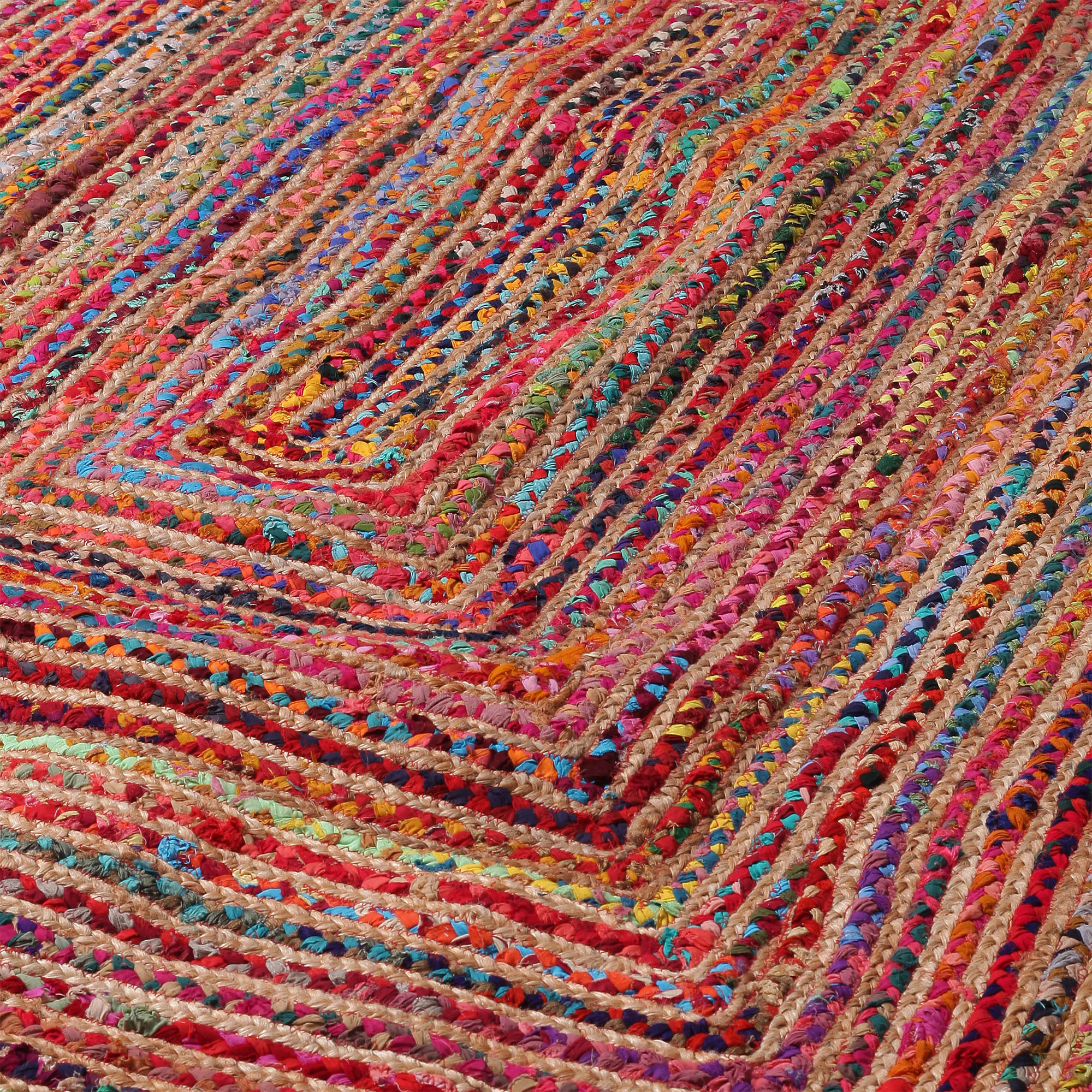 3" X 5" Tan Geometric Hand Braided Area Rug