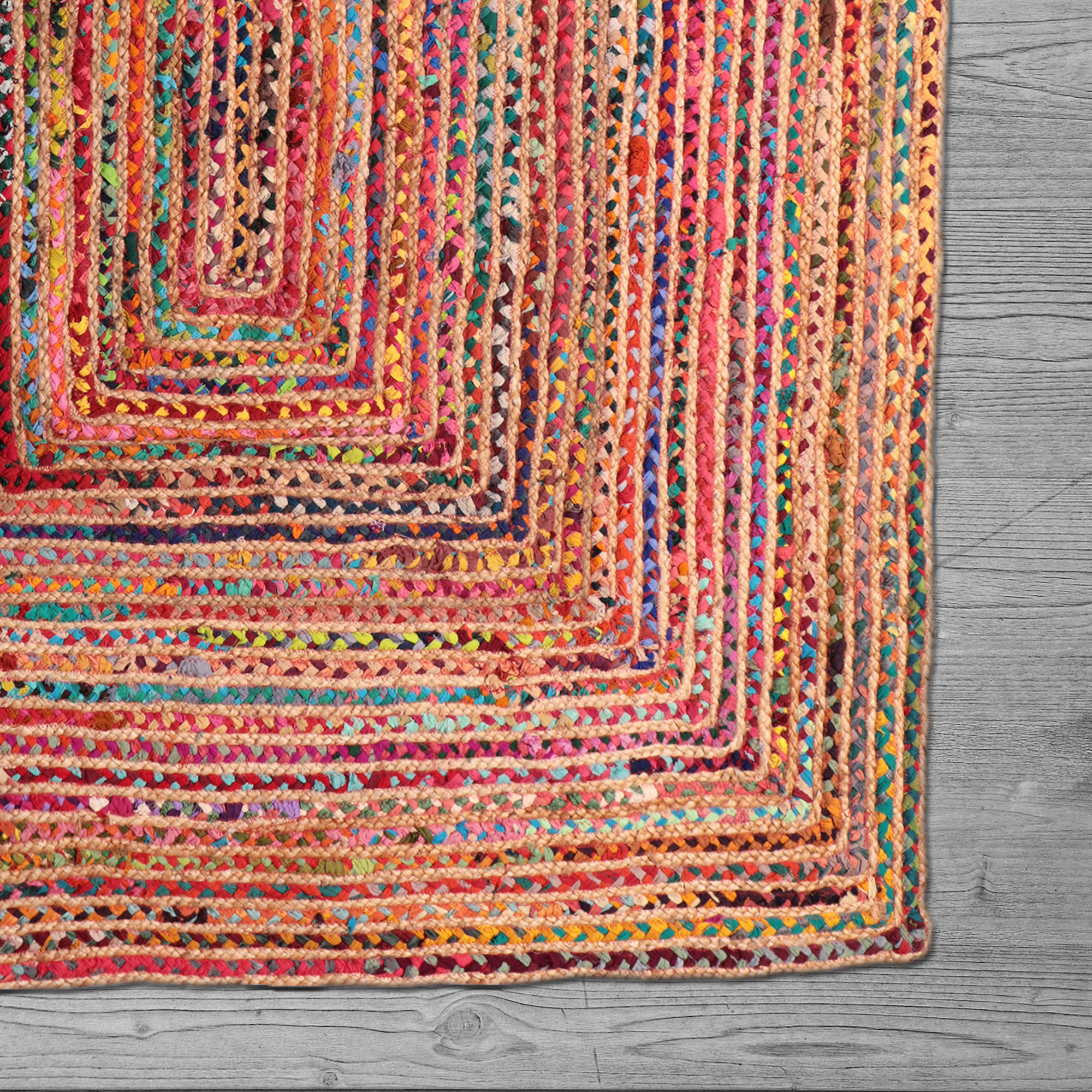 3" X 5" Tan Geometric Hand Braided Area Rug