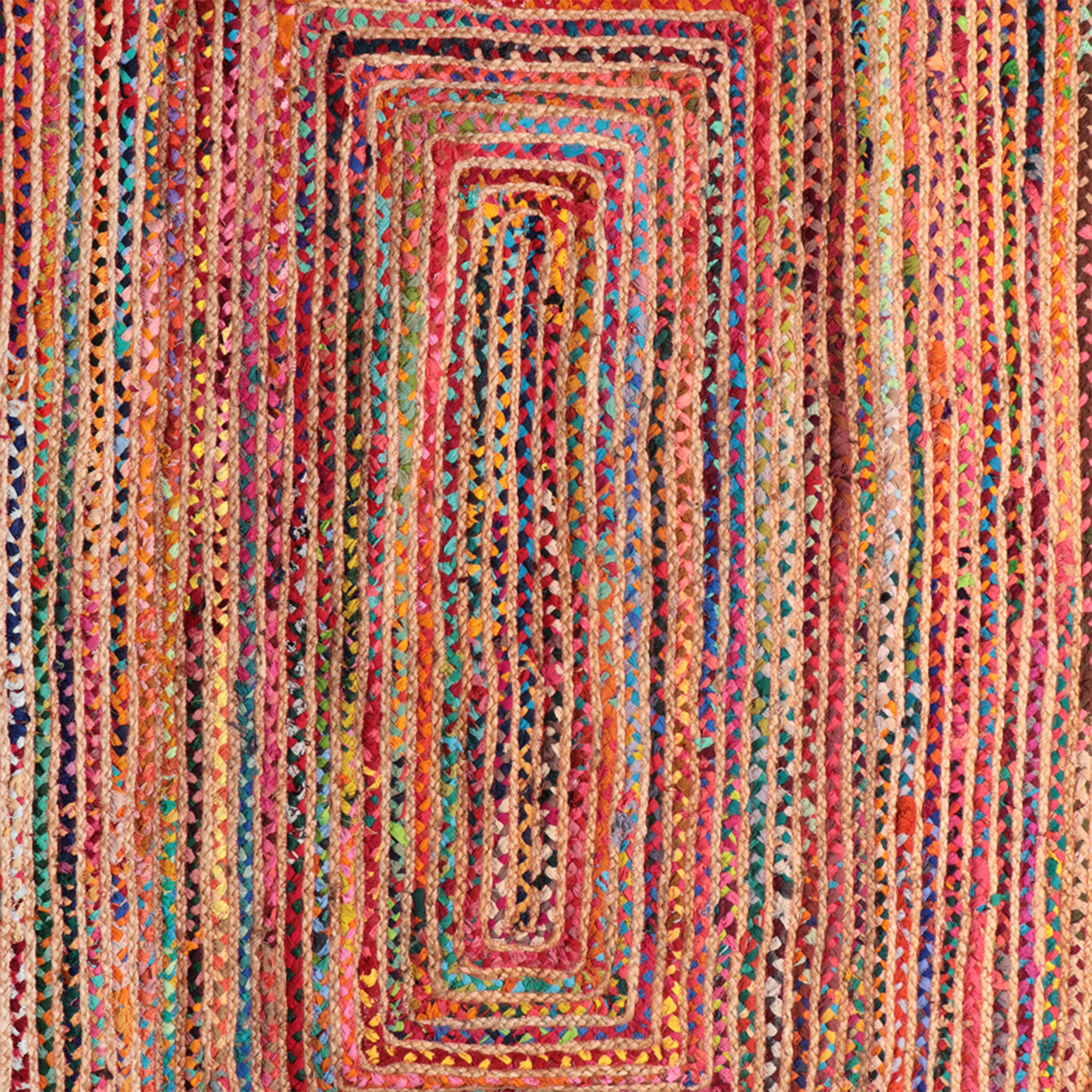 3" X 5" Tan Geometric Hand Braided Area Rug