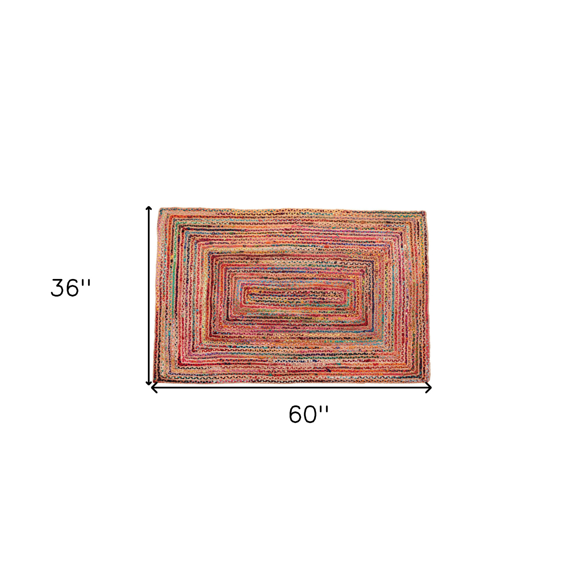 3" X 5" Tan Geometric Hand Braided Area Rug