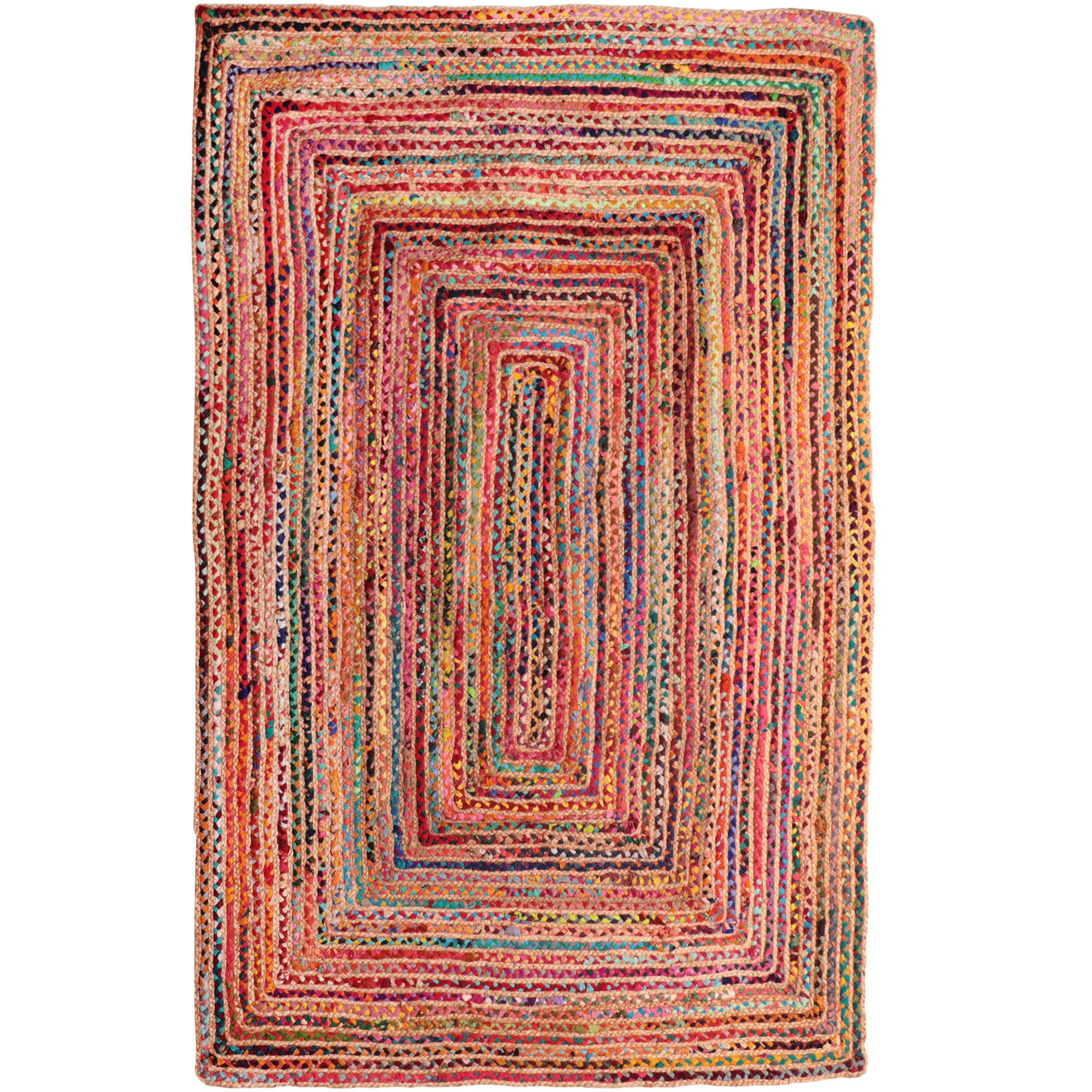 5" X 7" Tan Geometric Hand Braided Area Rug