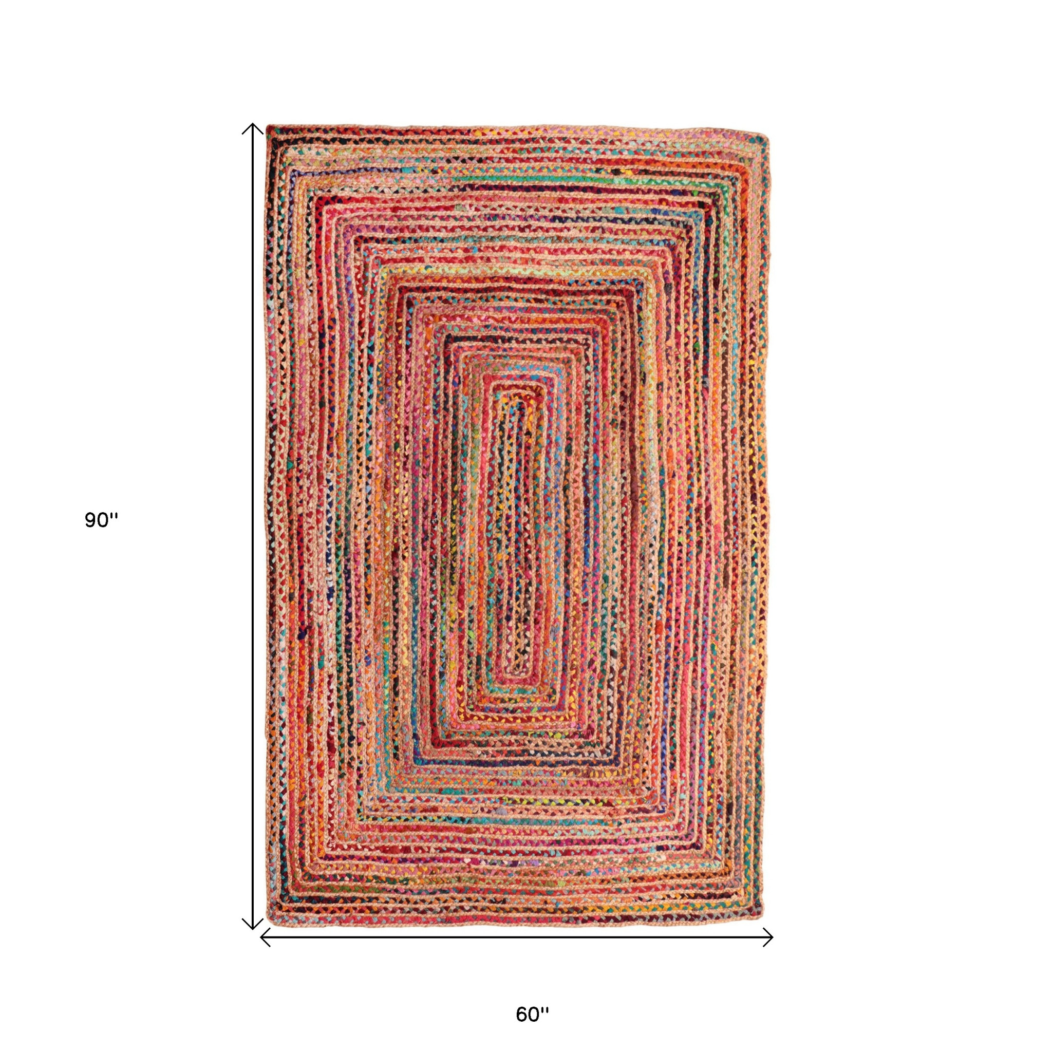5" X 7" Tan Geometric Hand Braided Area Rug
