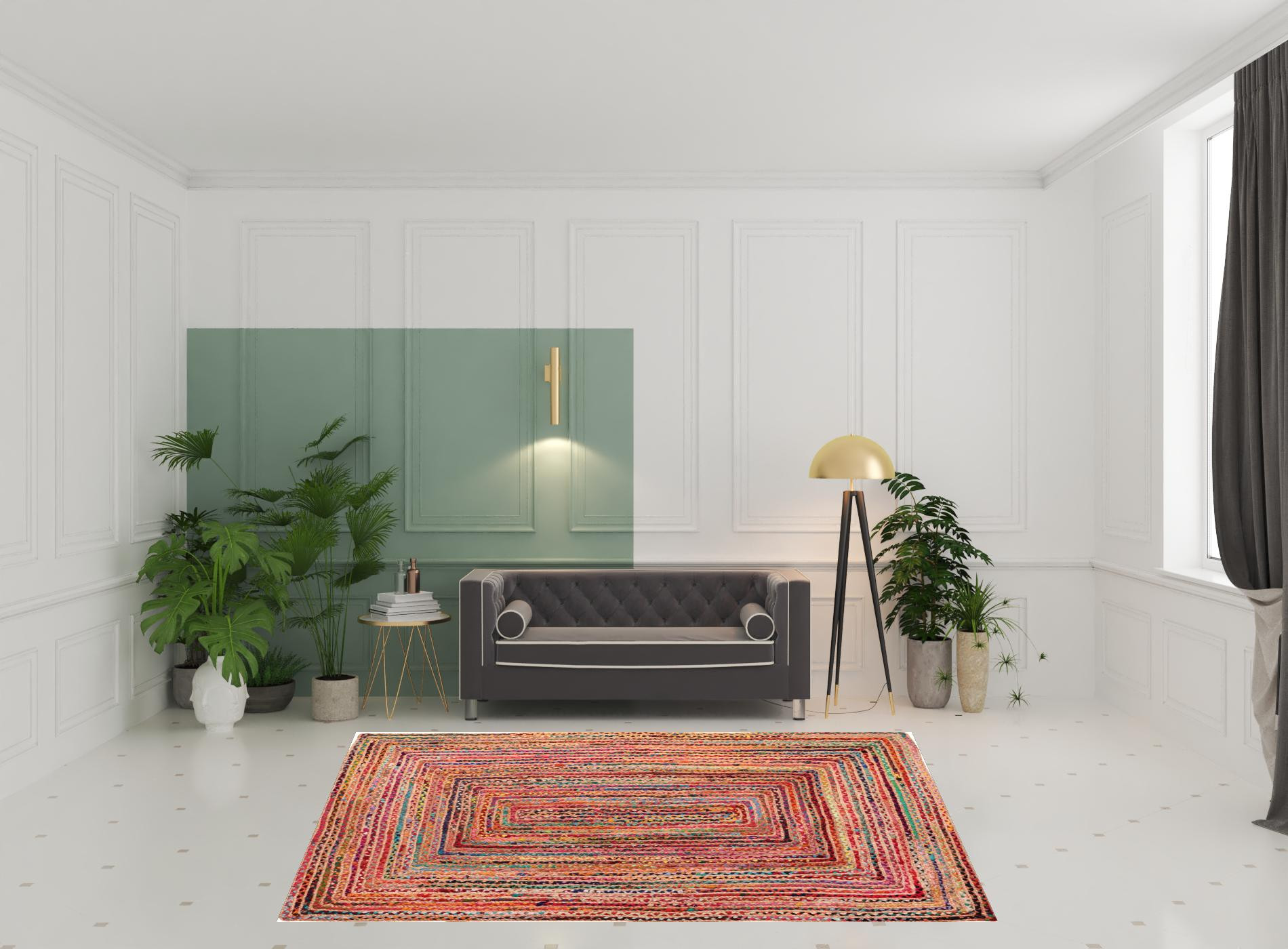 8" X 10" Tan Geometric Hand Braided Area Rug