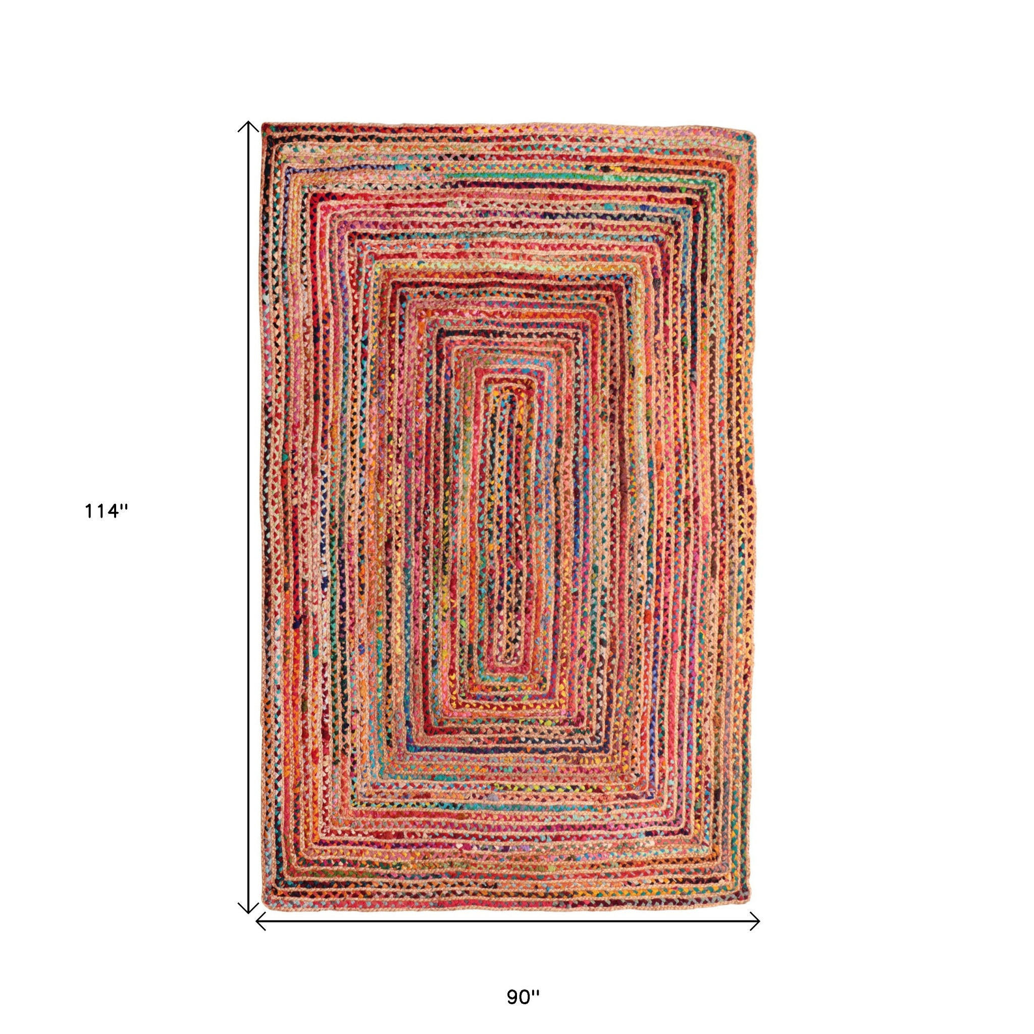 8" X 10" Tan Geometric Hand Braided Area Rug