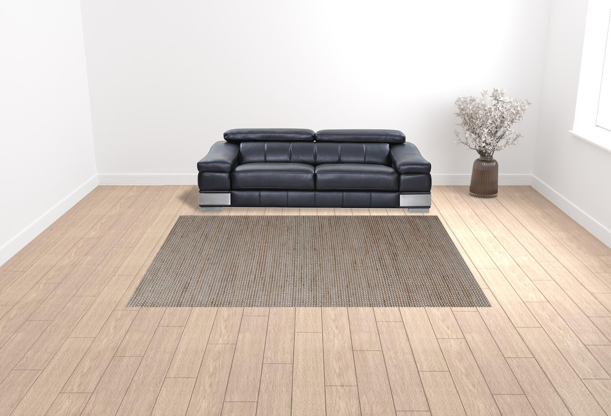 9 x 12 Beige Striped Hand Woven Area Rug