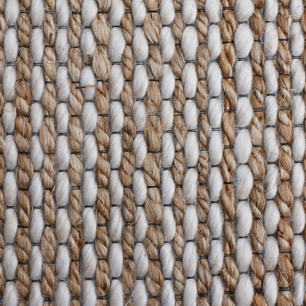 9 x 12 Beige Striped Hand Woven Area Rug