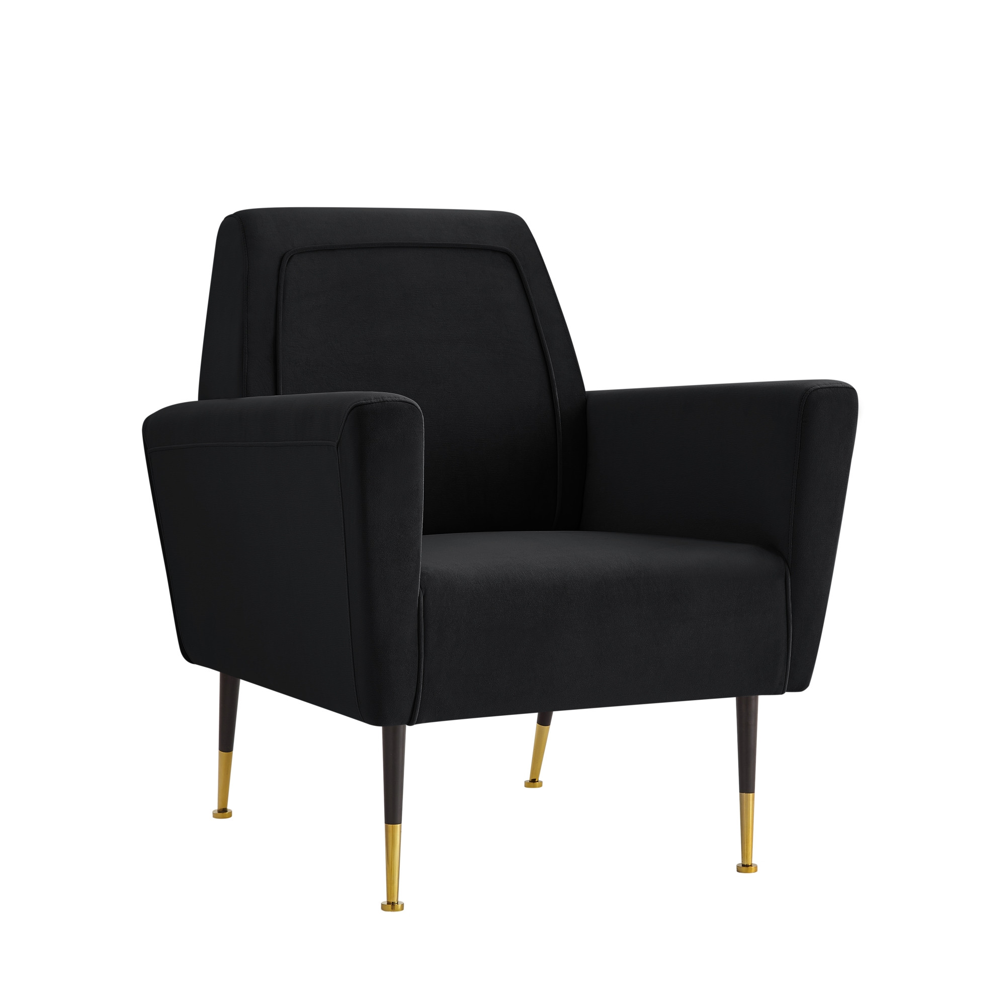 32" Black And Gold Velvet Arm Chair-533823-1