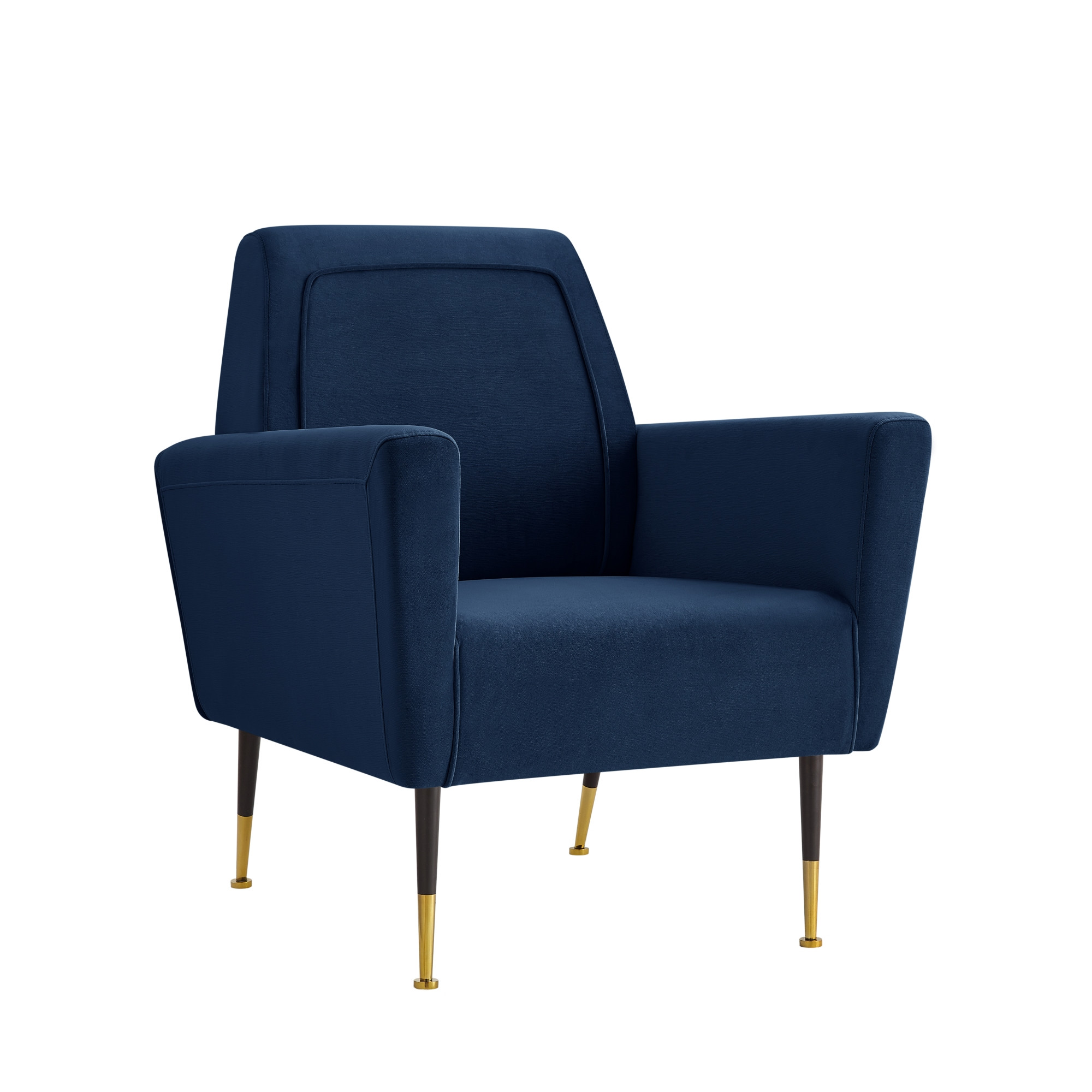 32" Navy Blue And Gold Velvet Arm Chair-533825-1