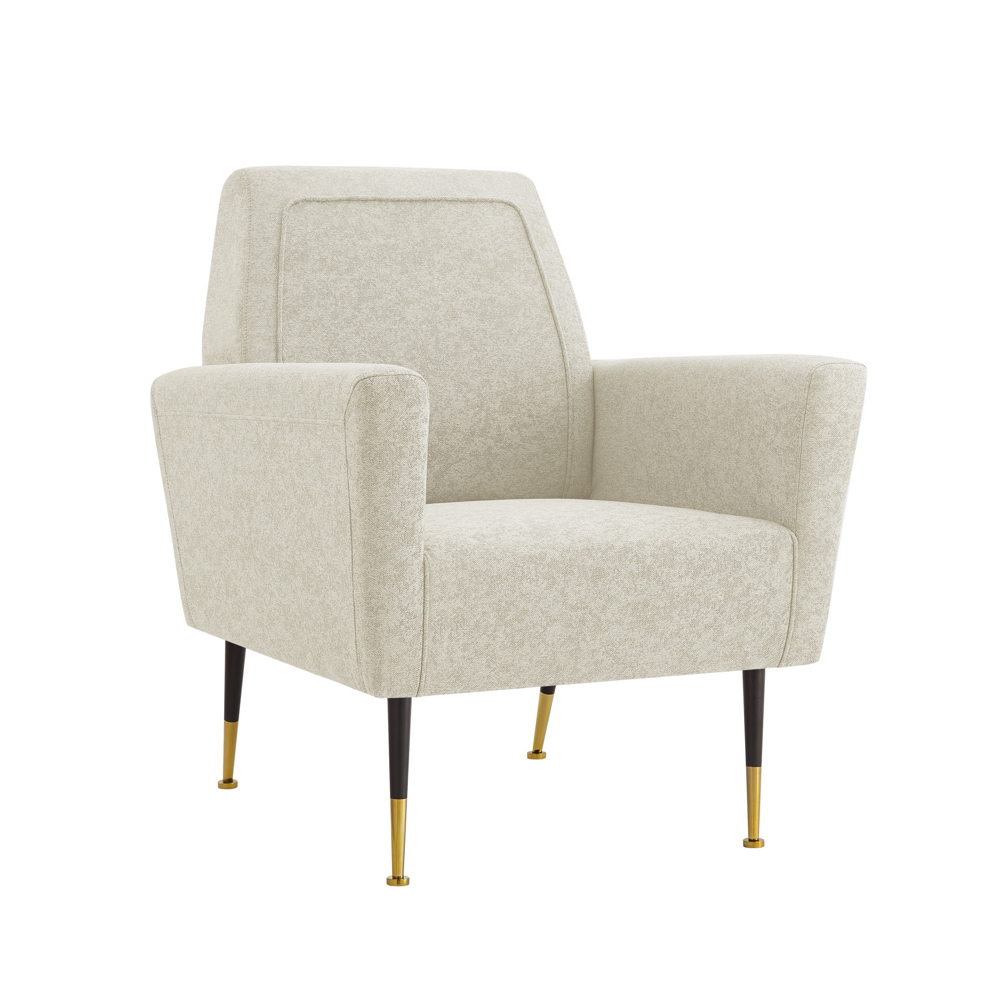32" Beige And Gold Linen Arm Chair-533826-1