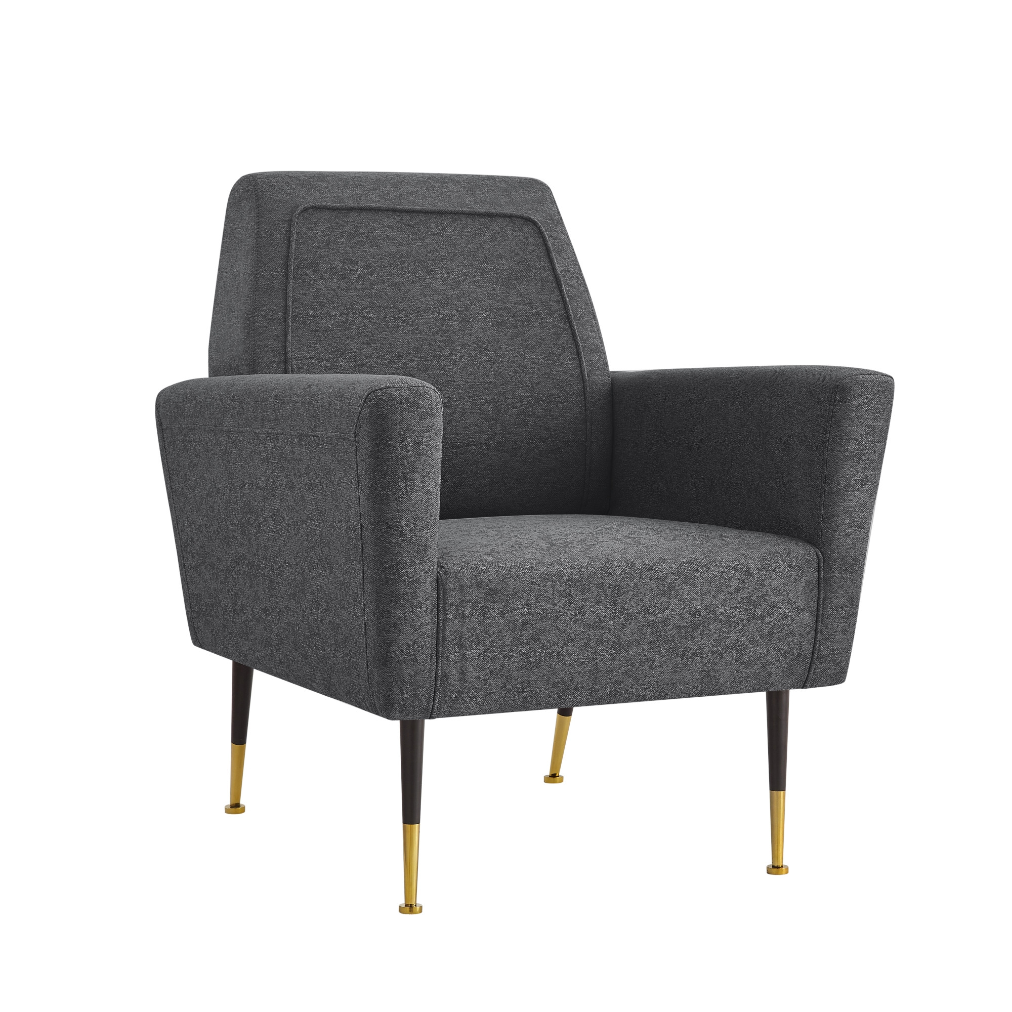 32" Dark Gray And Gold Linen Arm Chair-533827-1