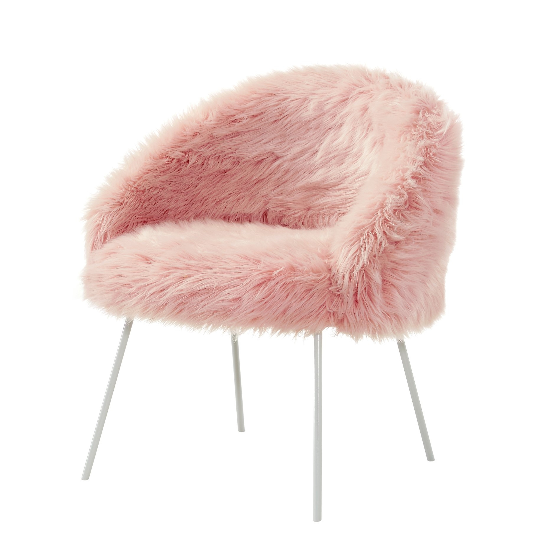 28" Rose And White Faux Fur Arm Chair-533846-1