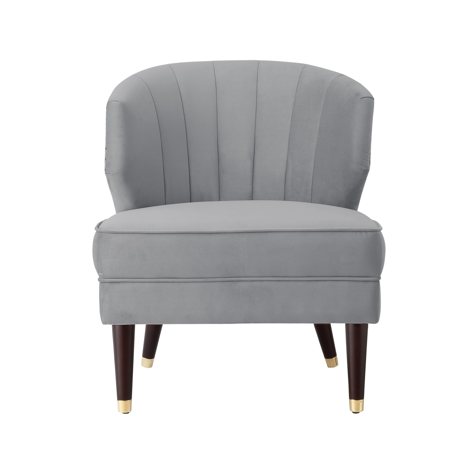 27" Gray And Gold Velvet Tufted Wingback Chair-533885-1