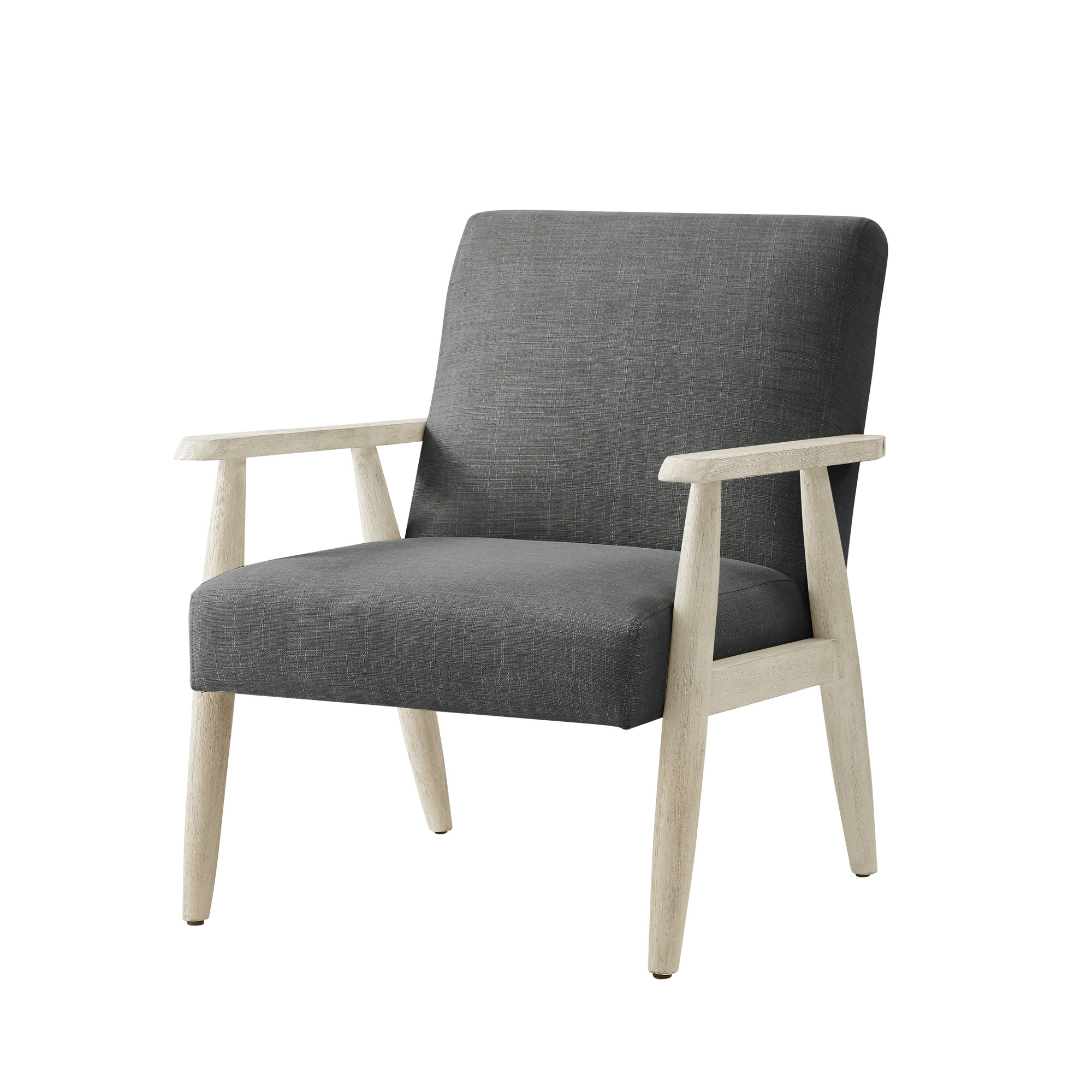 30" Charcoal And Cream Linen Arm Chair-533960-1