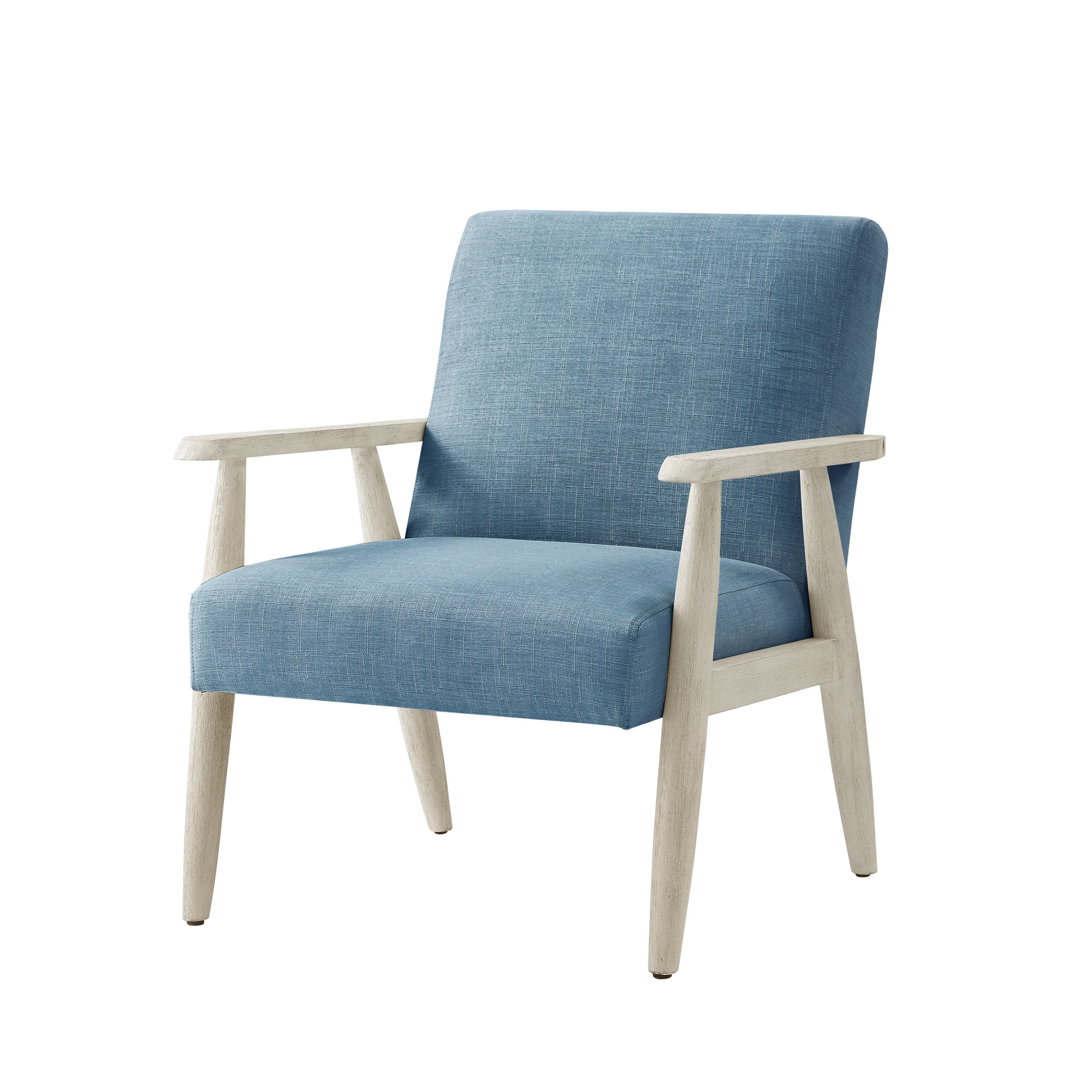 30" Light Blue And Cream Linen Arm Chair-533964-1