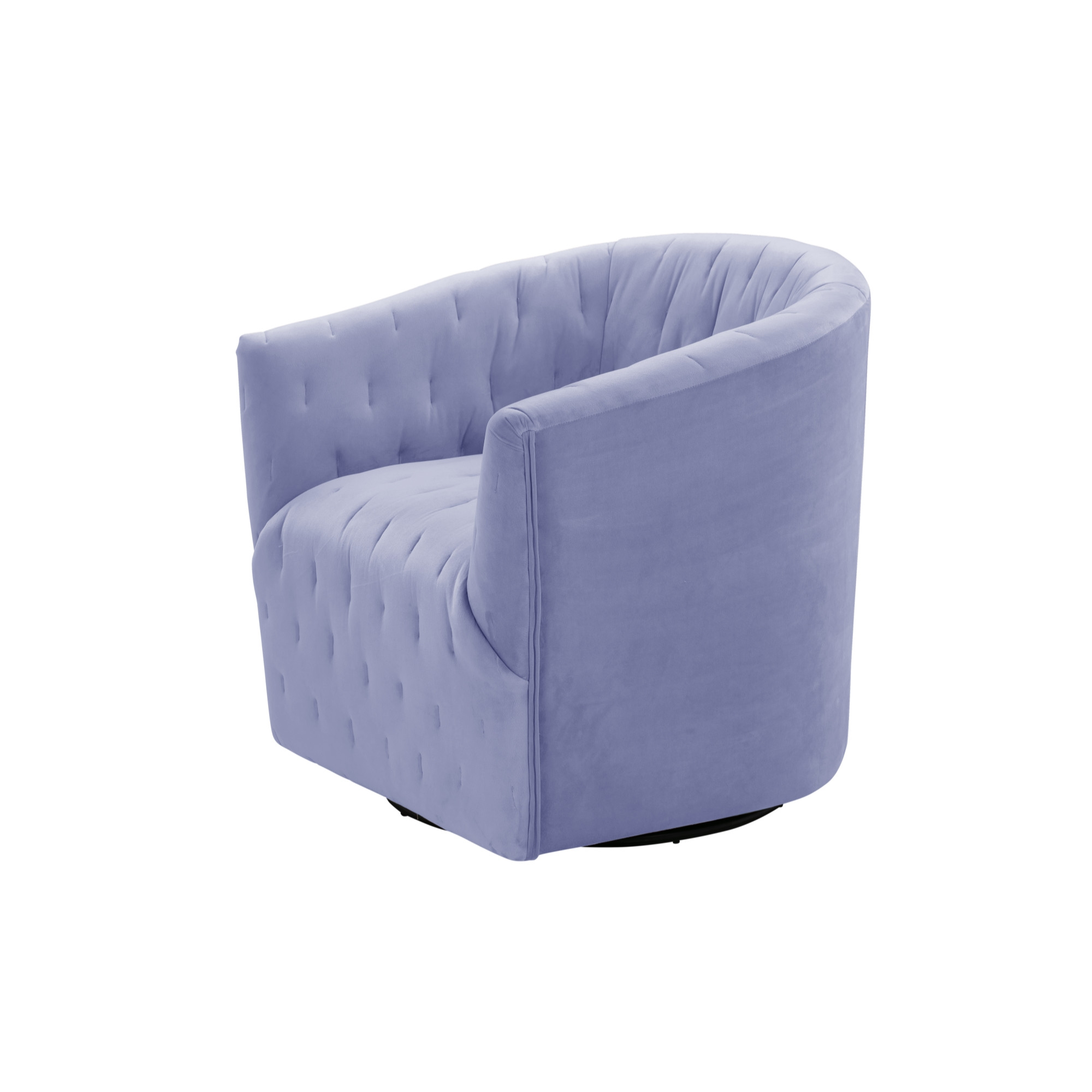 31" Lilac And Black Velvet Tufted Swivel Barrel Chair-533977-1