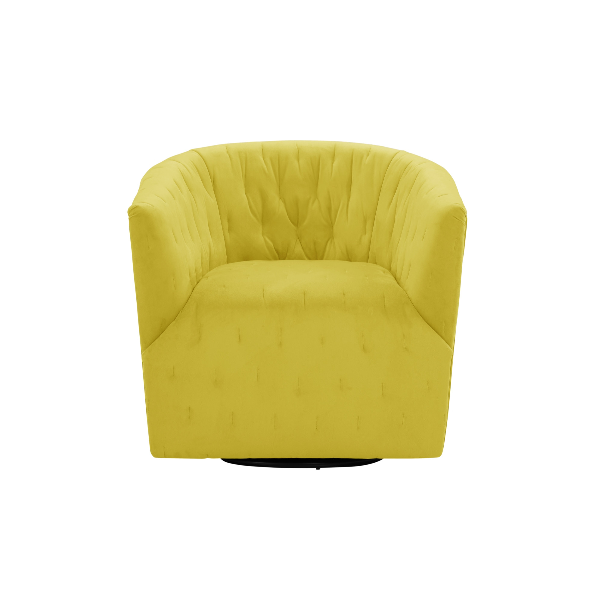 31" Yellow And Black Velvet Tufted Swivel Barrel Chair-533980-1