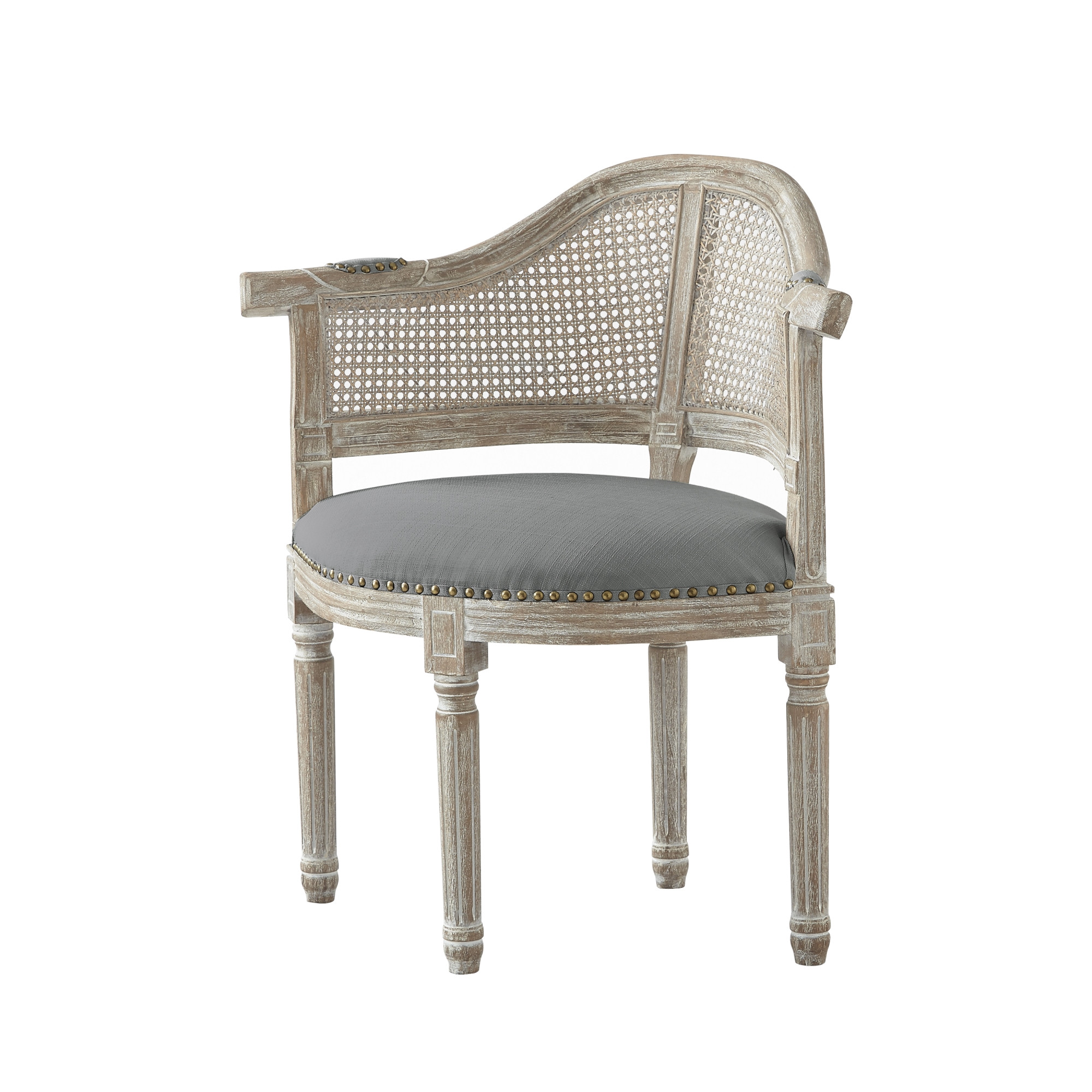 24" Gray And Beige Linen Arm Chair-533999-1