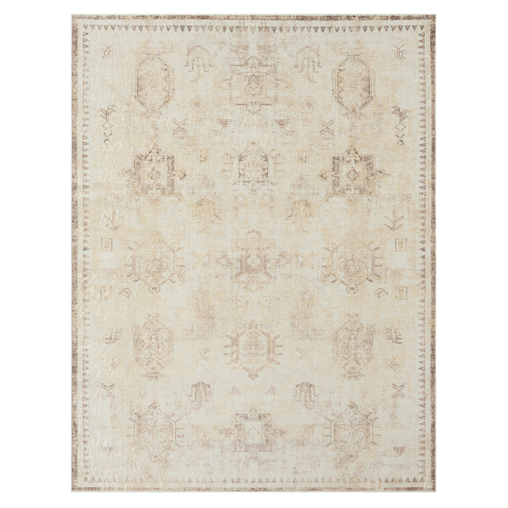 2' x 3' Beige Abstract Washable Non Skid Area Rug-534012-1