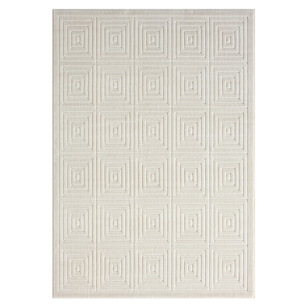 5" X 7" Ivory Geometric Area Rug