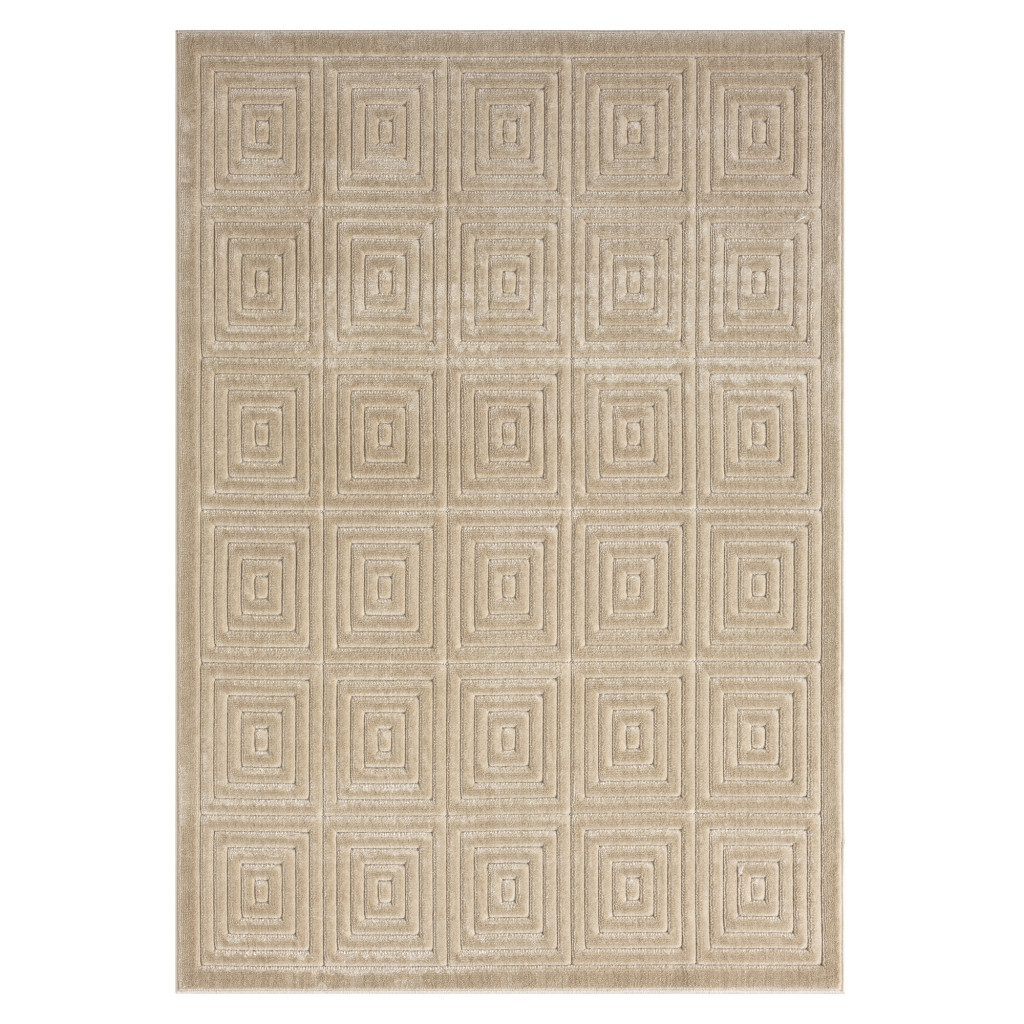 5" X 7" Beige Geometric Area Rug