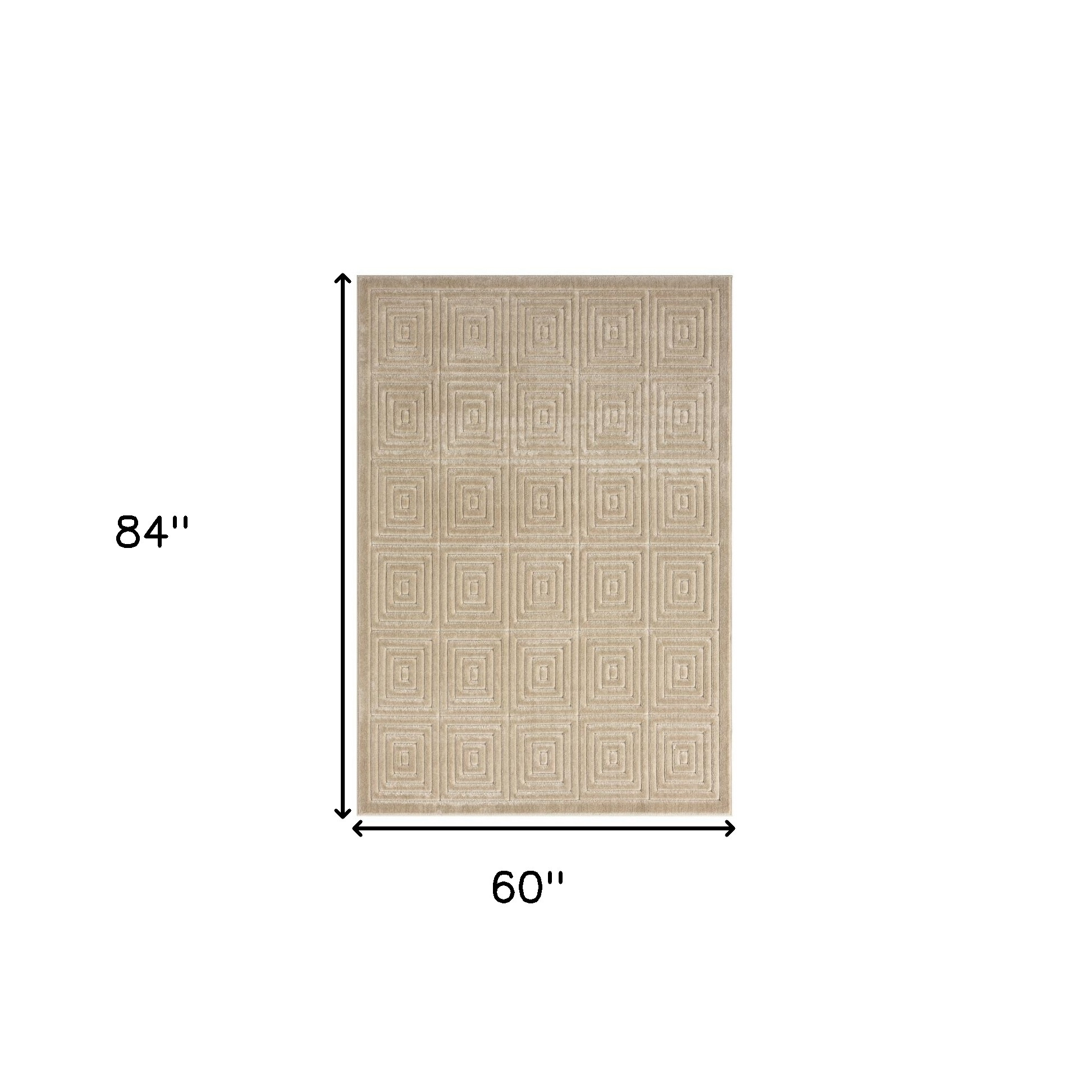 5" X 7" Beige Geometric Area Rug