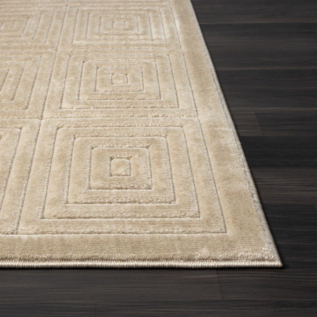 5" X 7" Beige Geometric Area Rug