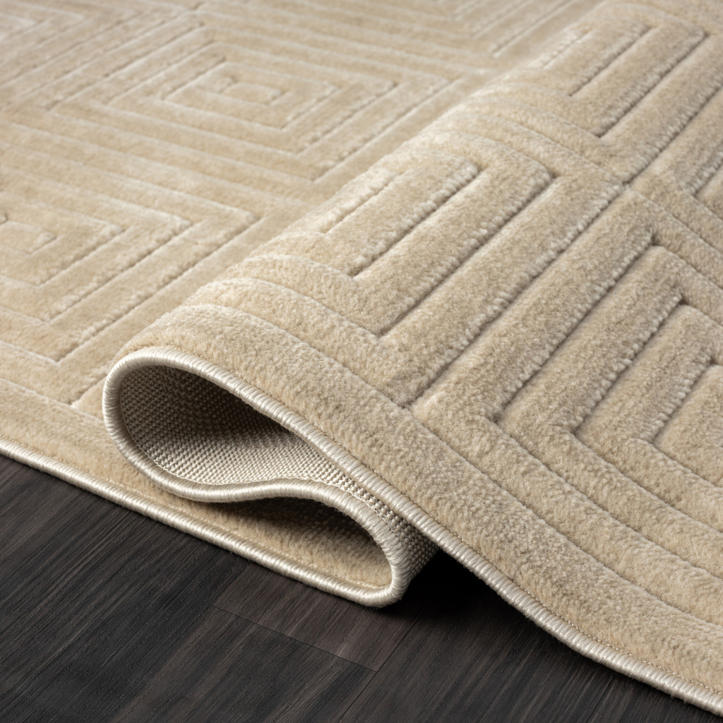 8" X 10" Beige Geometric Area Rug