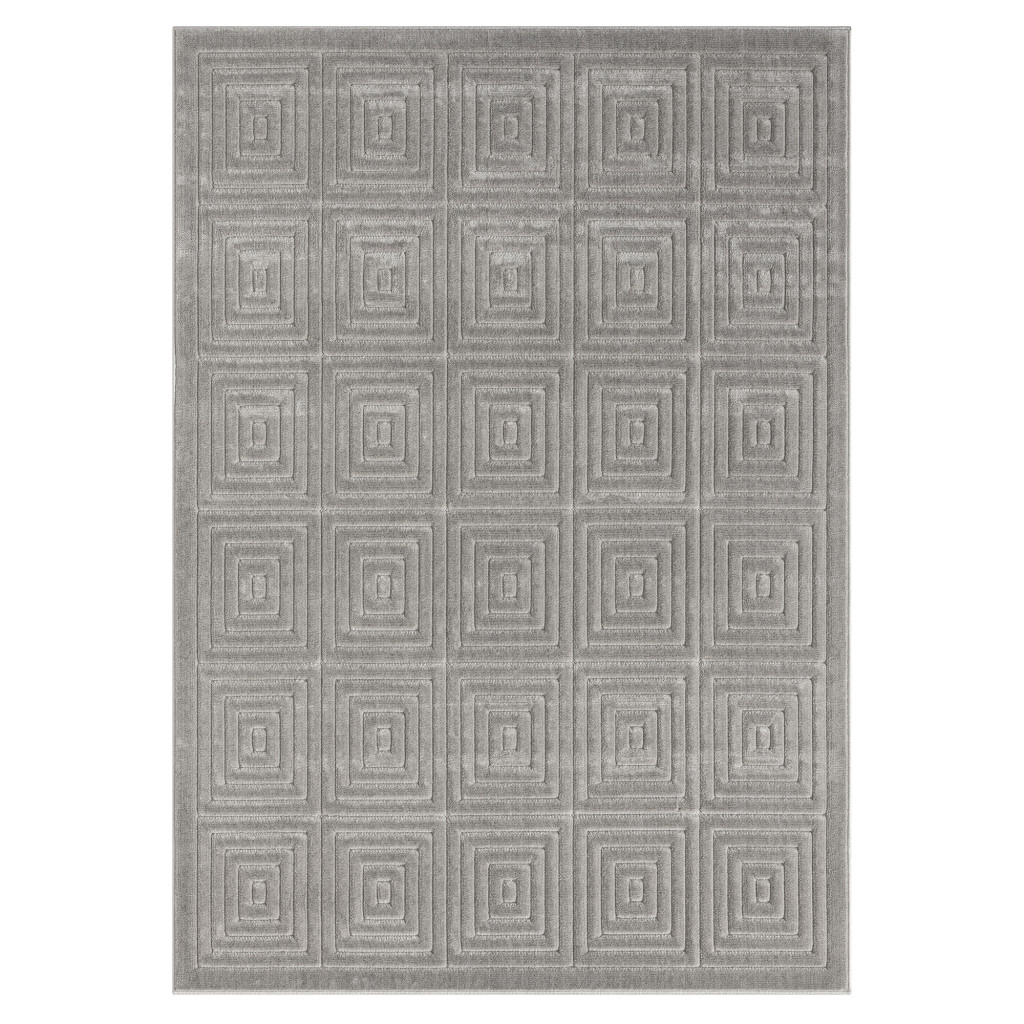 5" X 7" Gray Geometric Area Rug
