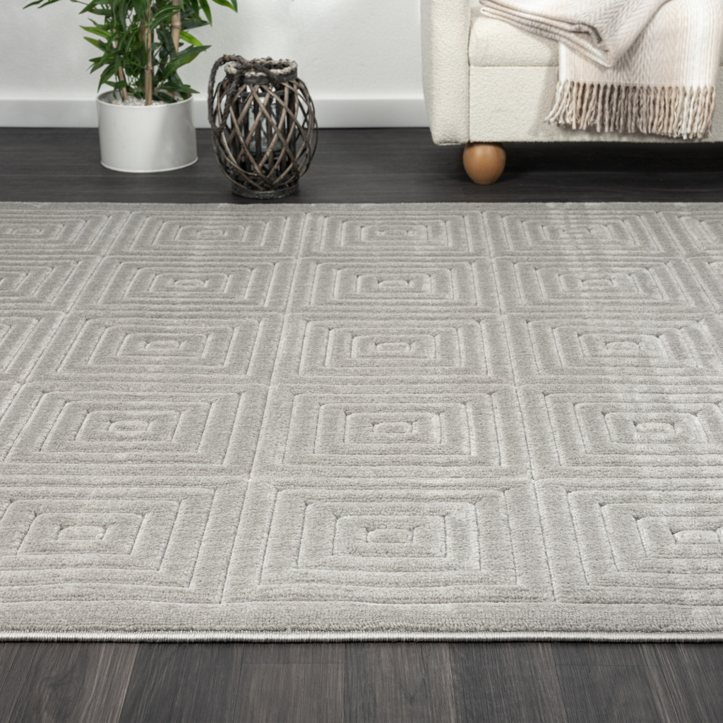 5" X 7" Gray Geometric Area Rug