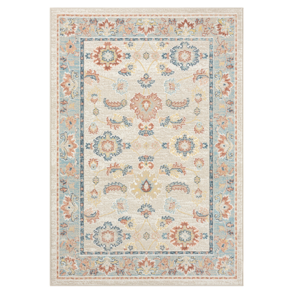 8' Ivory Abstract Runner Rug-534053-1