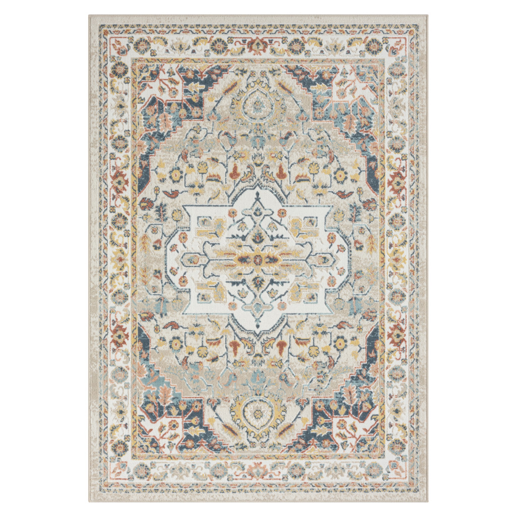 5' x 7' Ivory Abstract Area Rug-534059-1