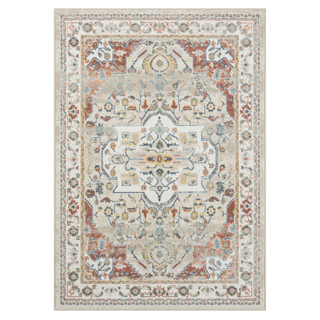 8' Ivory Abstract Runner Rug-534061-1