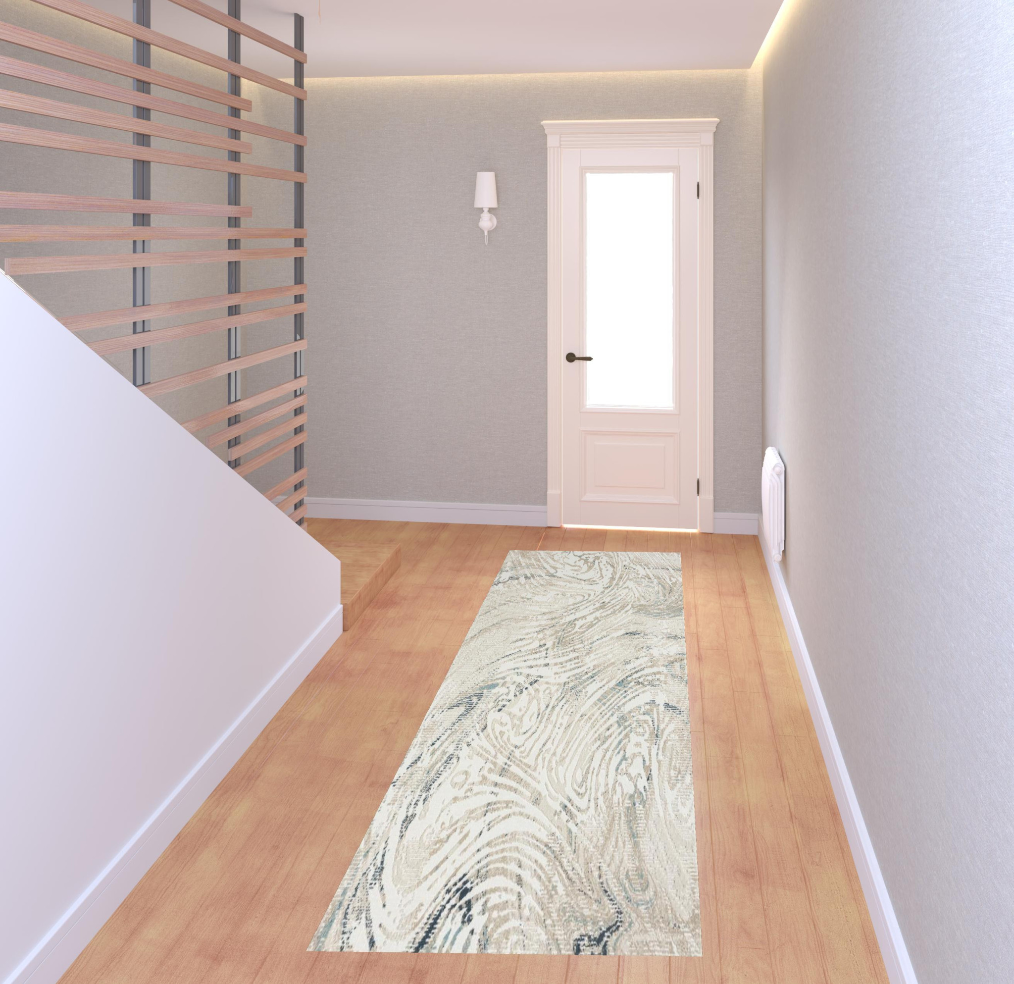 8 gray Abstract Runner Rug