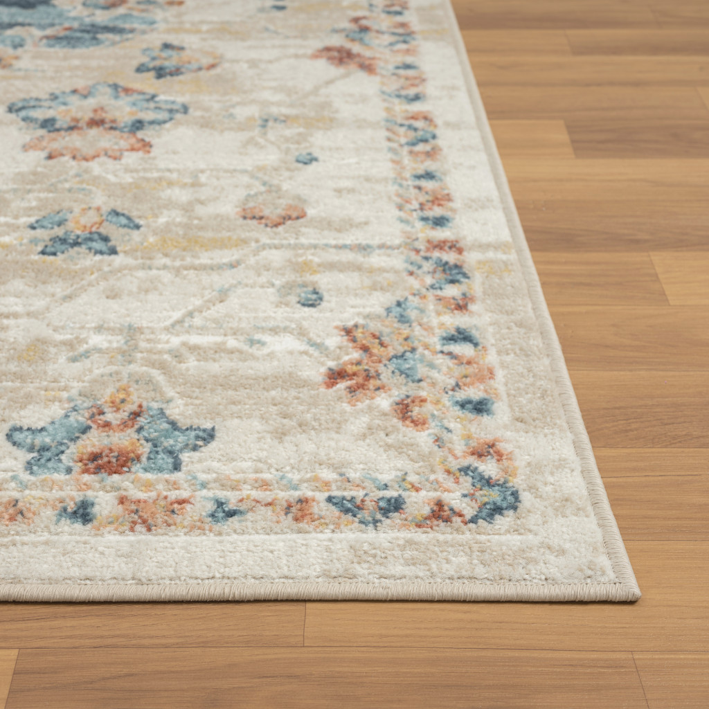 8" Ivory Medallion Runner Rug