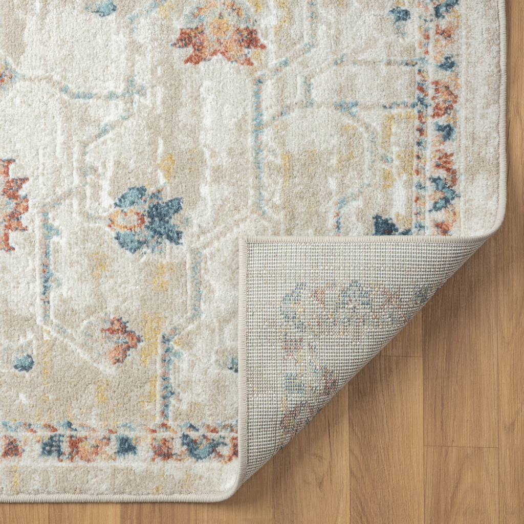 8" Ivory Medallion Runner Rug