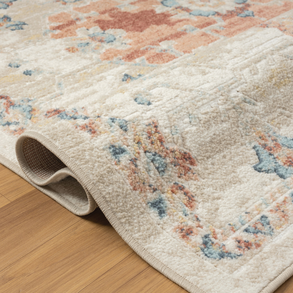 8 Ivory Medallion Runner Rug