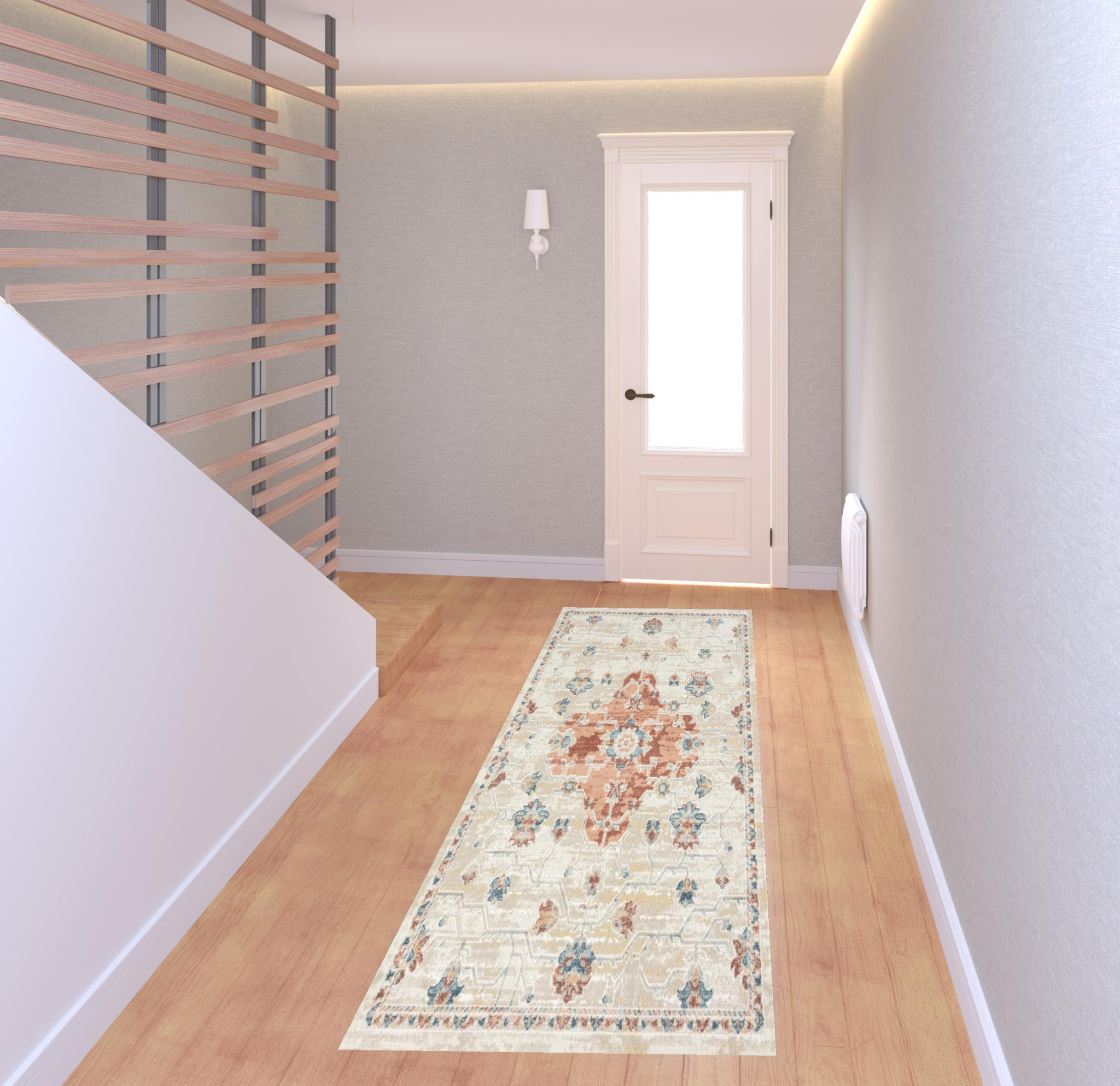 8 Ivory Medallion Runner Rug