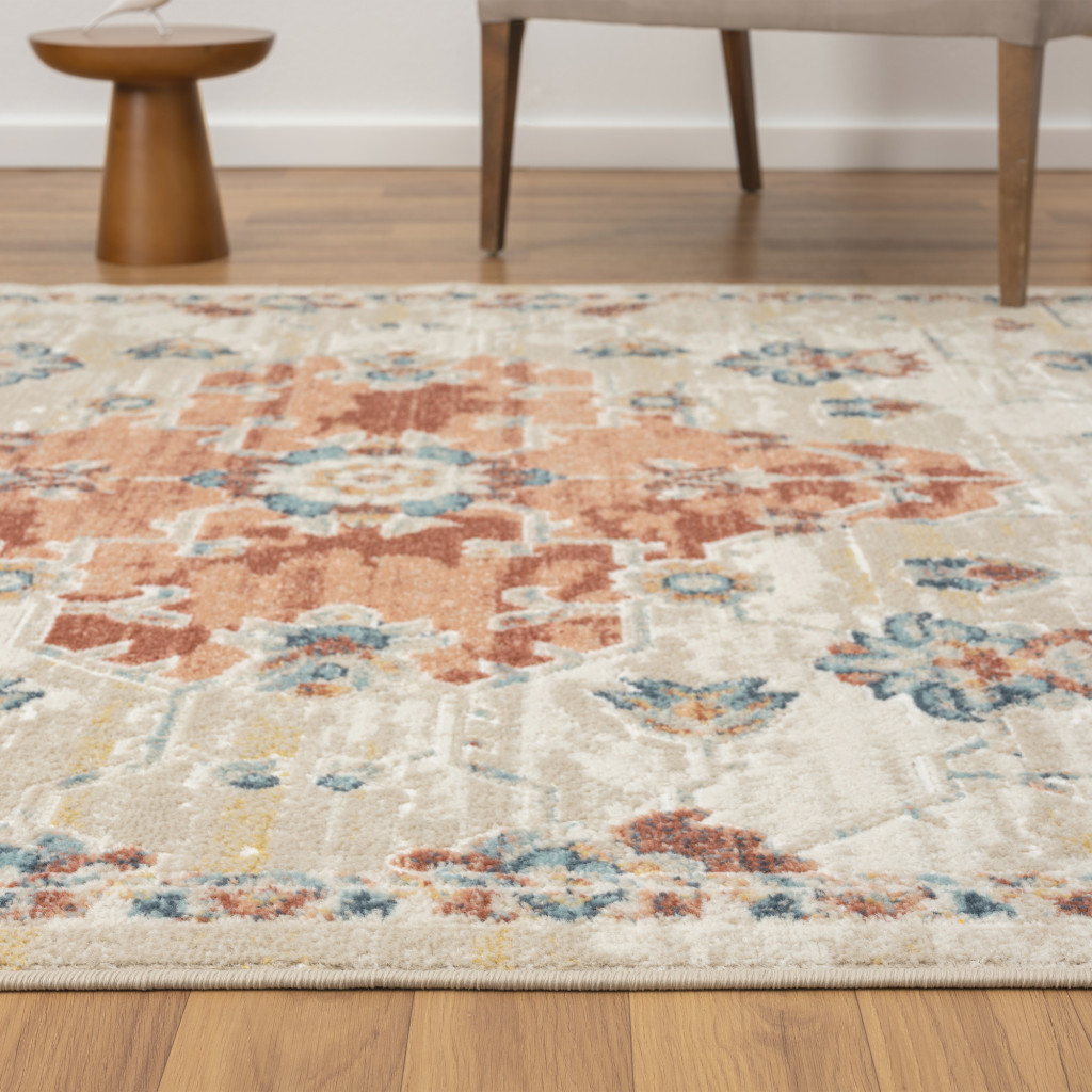 8" X 10" Ivory Medallion Area Rug
