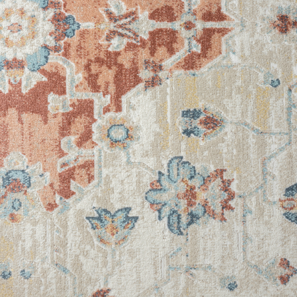 8" X 10" Ivory Medallion Area Rug