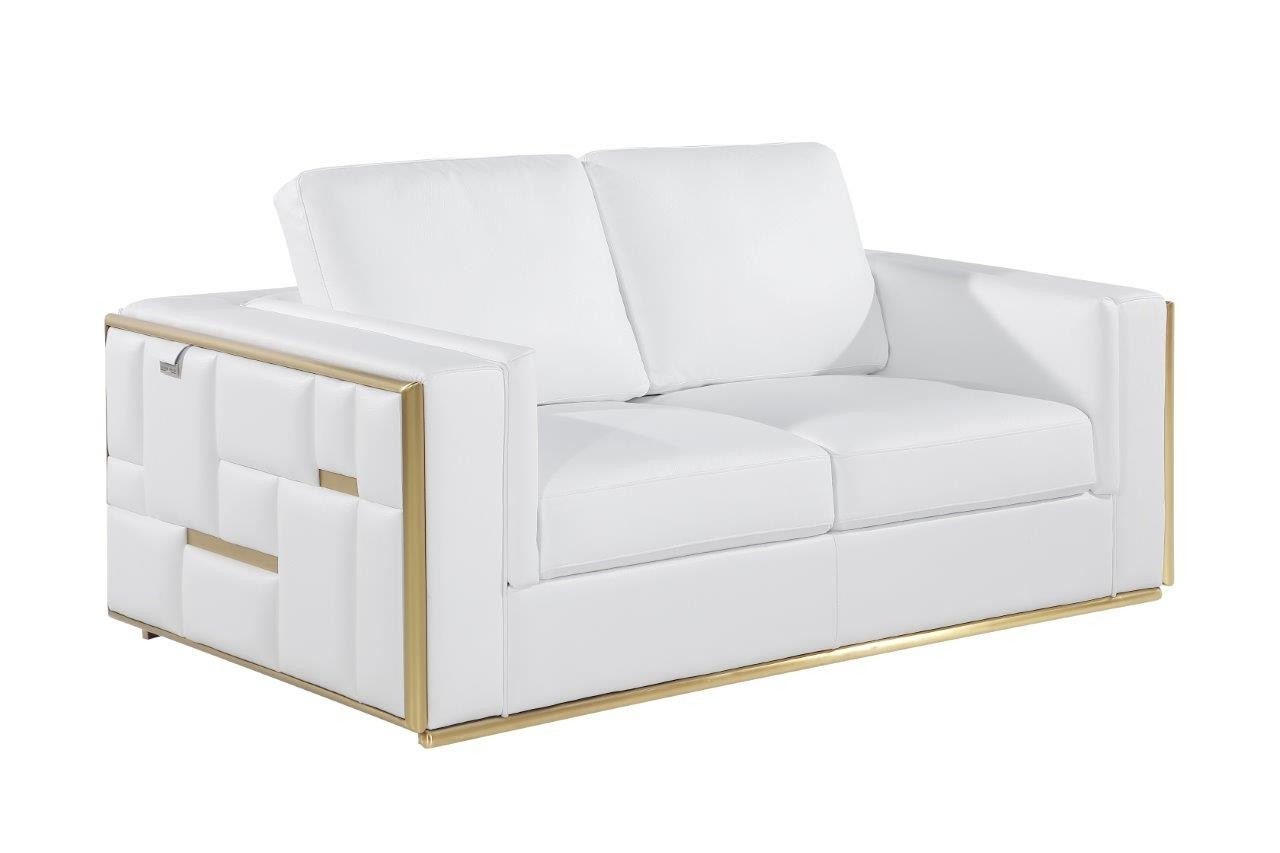 73" White And Silver Metallic Leather Loveseat-534095-1