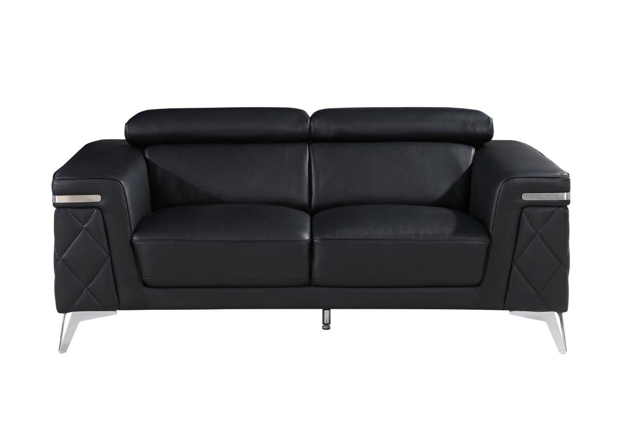 70" Black And Silver Metallic Leather Loveseat-534096-1