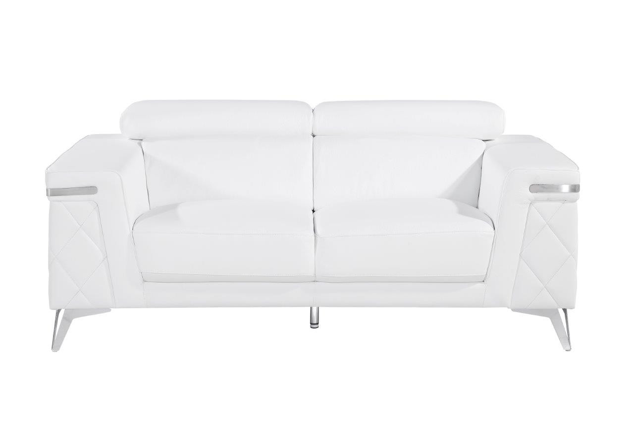 70" White And Silver Metallic Leather Loveseat-534098-1