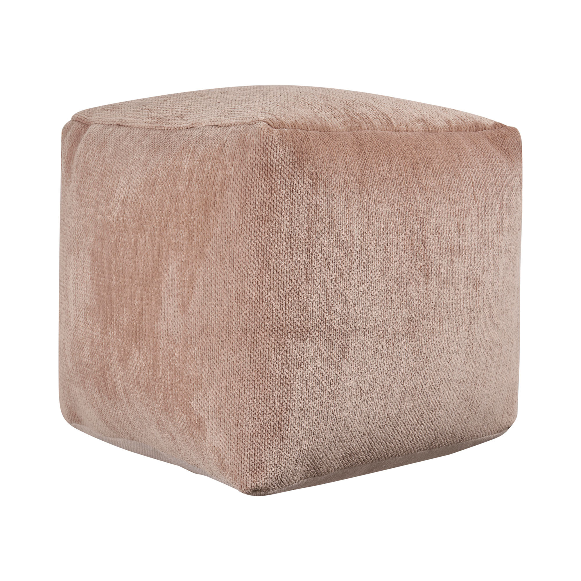 18" Beige Chenille Cube Pouf Ottoman-534103-1