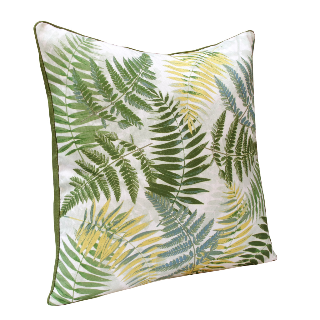 Set of Two 20" X 20" Green and Yellow Botanical Polyester Zippered Pillow