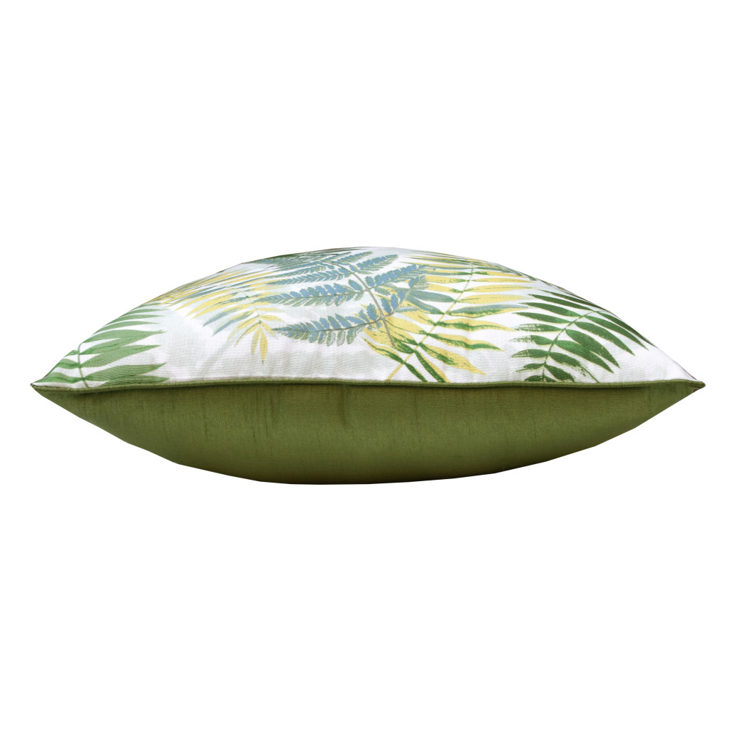 Set of Two 20" X 20" Green and Yellow Botanical Polyester Zippered Pillow