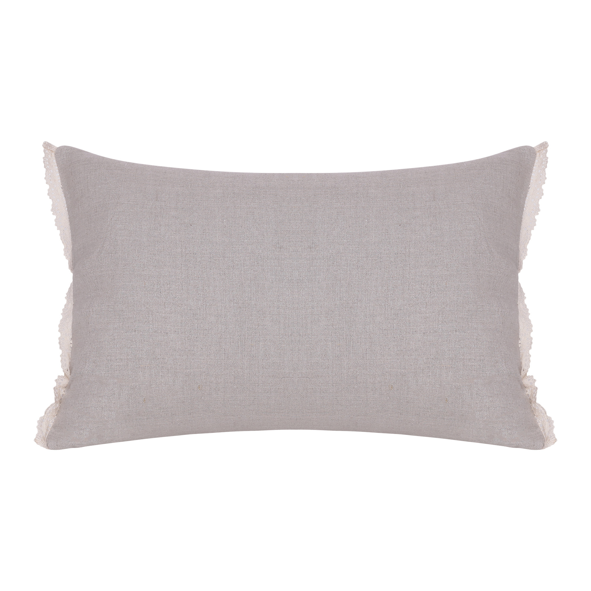 16" X 24" Natural and Ivory Botanical Linen Zippered Pillow With Embroidery