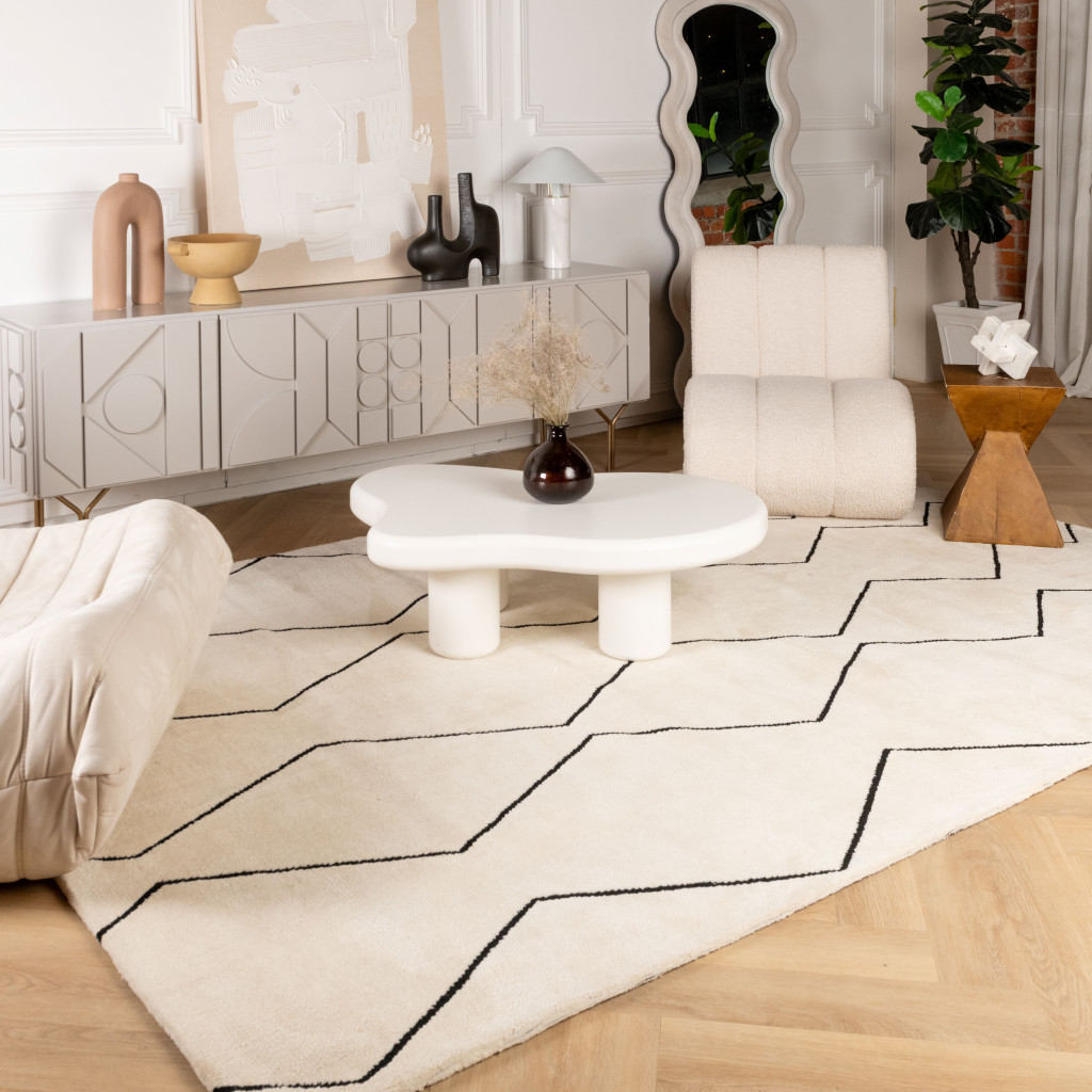 5" X 8" Beige and Black Geometric Power Loom Distressed Non Skid Area Rug