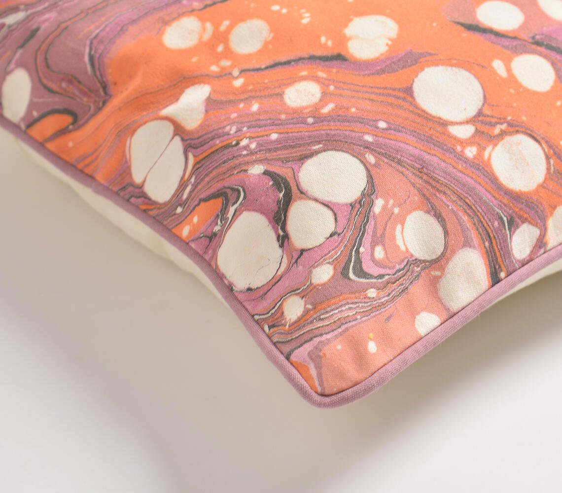 18" Pink and Orange Abstract Cotton Throw Pillow Cover