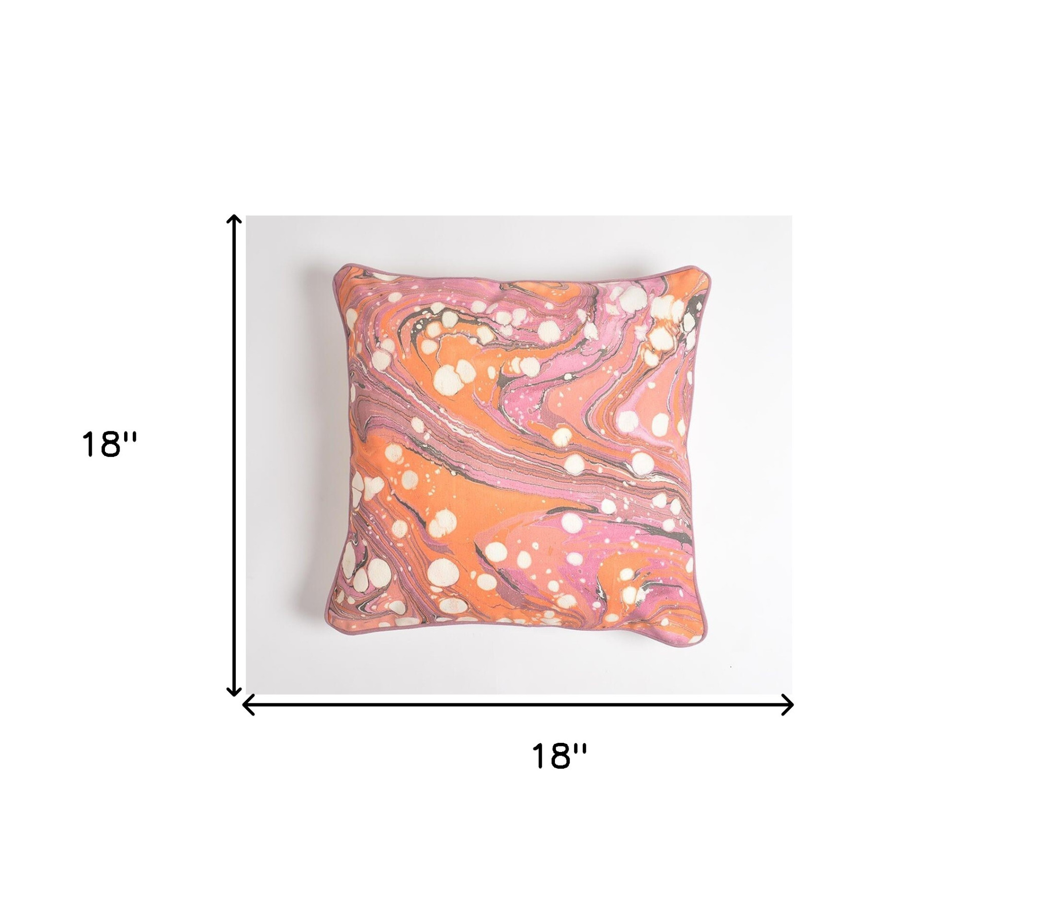 18" Pink and Orange Abstract Cotton Throw Pillow Cover