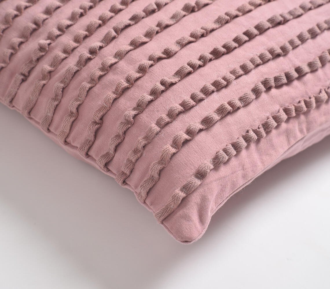 18" Purple Striped Cotton Throw Pillow Cover